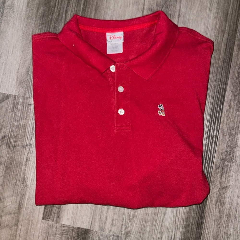 Vintage Disney men’s XL long sleeve polo shirt red top world parks land